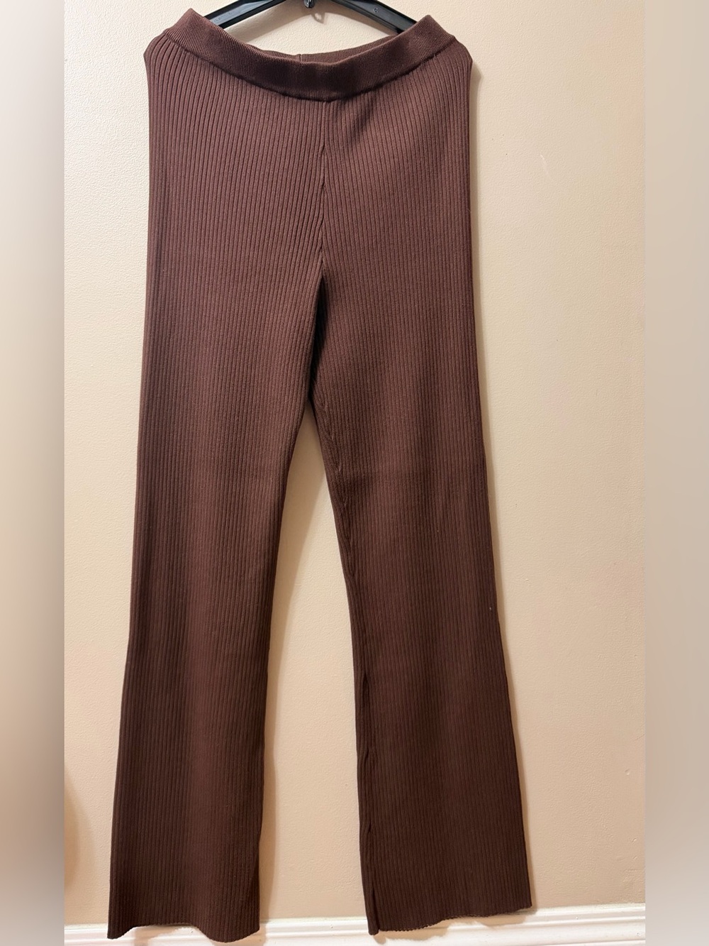 Brunette The Label Ribbed Flare Pants in Chocolate Brown ($88 )